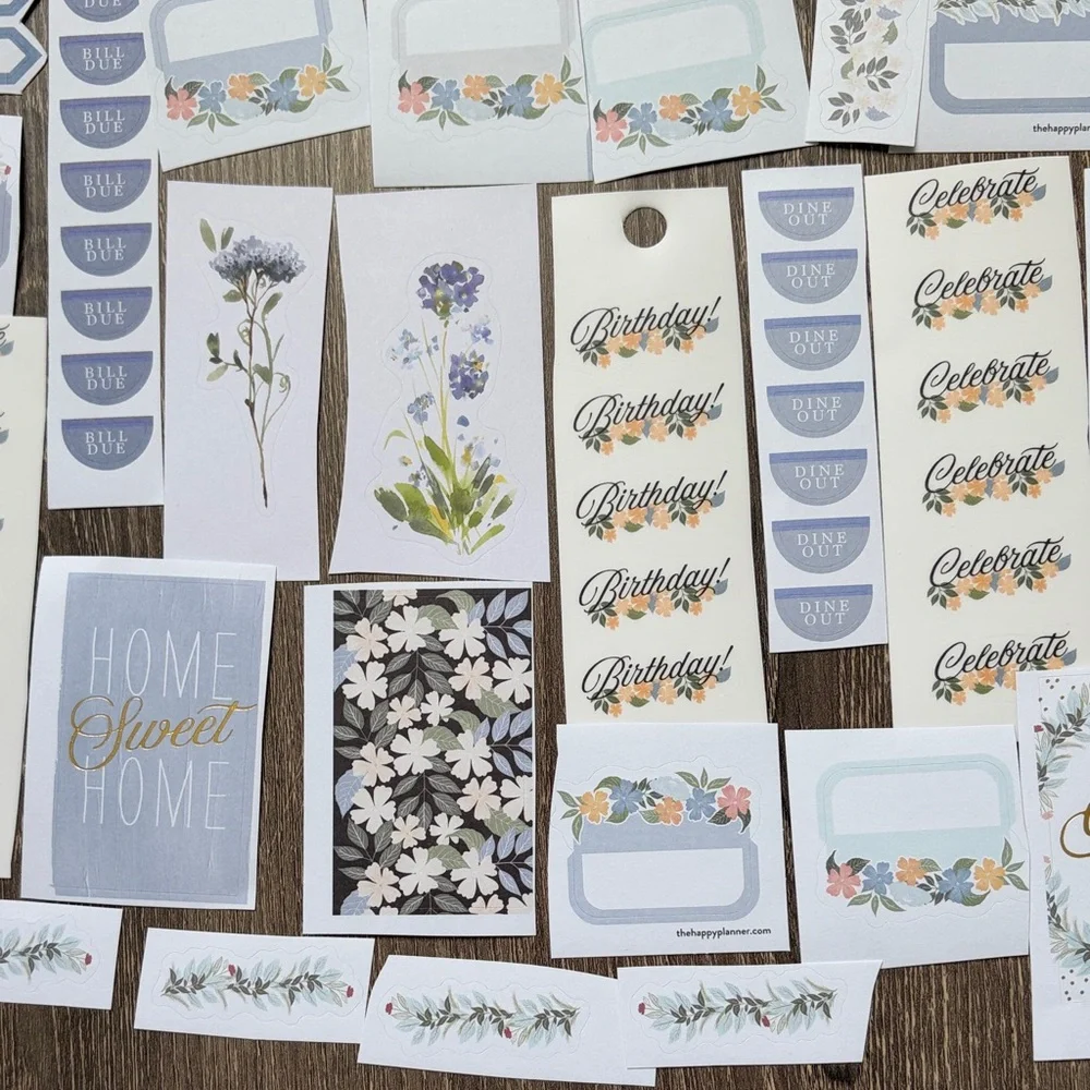 ❤️$5 Blue Hue Florals Not So Mystery Happy Planner Sticker Set
